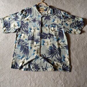 Jamaica Jaxx 100% Silk Floral Hawaiian Short Sleeve Button Down Shirt XL